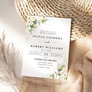 Greenery White Roses Wedding Einladung