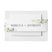 Greenery White Roses Wedding Einladung Bauchband Einladungsbanderole (Vorderseite Beispiel)