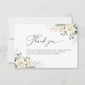 Greenery White Roses Wedding Flat Danke Karte (Vorderseite)
