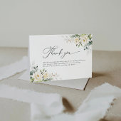 Greenery White Roses Wedding Flat Danke Karte