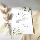 Greenery White Roses Wedding Flat Danke Karte