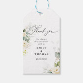 Greenery White Roses Wedding Gift Tag Geschenkanhänger (Vorderseite)