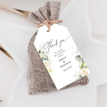 Greenery White Roses Wedding Gift Tag