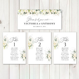 Greenery White Roses Wedding Head Table Sign