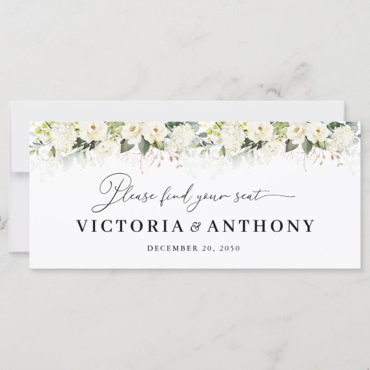 Greenery White Roses Wedding Head Table Sign (Vorderseite)