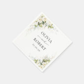 Greenery White Roses Wedding Napkins Serviette (Ecke)