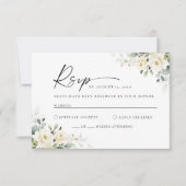 Greenery White Roses Wedding RSVP Card (Vorderseite)