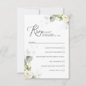 Greenery White Roses Wedding RSVP Card Karte (Vorderseite)