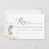 Greenery White Roses Wedding RSVP Card Karte (Vorderseite)