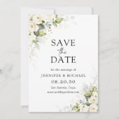 Greenery White Roses Wedding Speichern Sie die Dat Save The Date (Vorderseite)