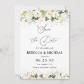 Greenery White Roses Wedding Speichern Sie die Dat Save The Date (Vorderseite)