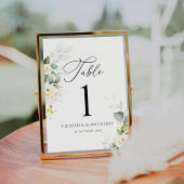 Greenery White Roses Wedding Tischnummern