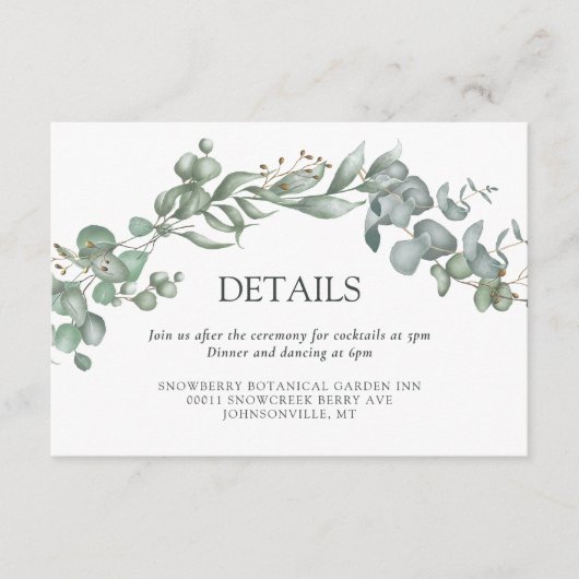 Greenery White Sage Watercolor Wedding Begleitkarte (Vorderseite)