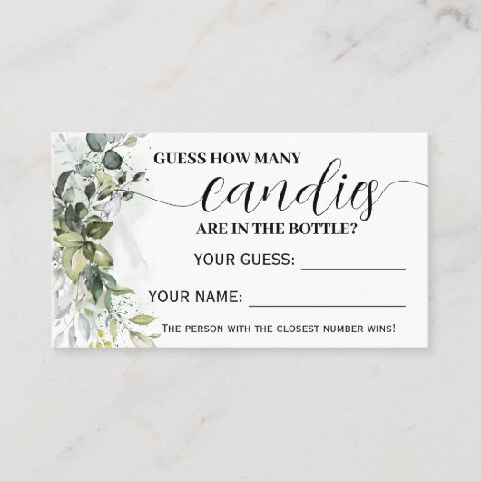 Greenery Wie viele Candies Baby Shower Karte (Vorderseite)