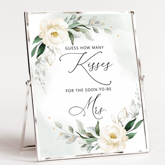 Greenery wie viele Küsse Brautparty Poster