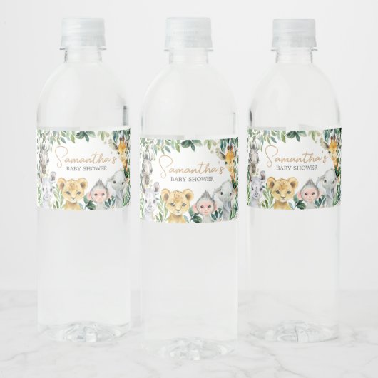Greenery Wild One Safari Baby Shower Wasserflaschenetikett (Flaschen)