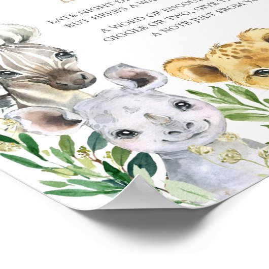 Greenery Wild One Safari Spate Night Diapers Poster (Ecke)