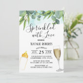 Greenery Wine Glass Baby Bottle Winery Babydusche Einladung (Stehend Vorderseite)