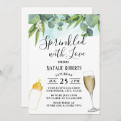 Greenery Wine Glass Baby Bottle Winery Babydusche Einladung (Vorne/Hinten)