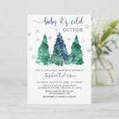 Greenery Winter Baby ist kalte Außendusche Einladung (Stehend Vorderseite)