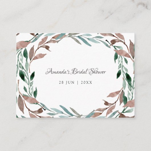 Greenery Winter Brautparty Date Night Ideas Begleitkarte (Rückseite)