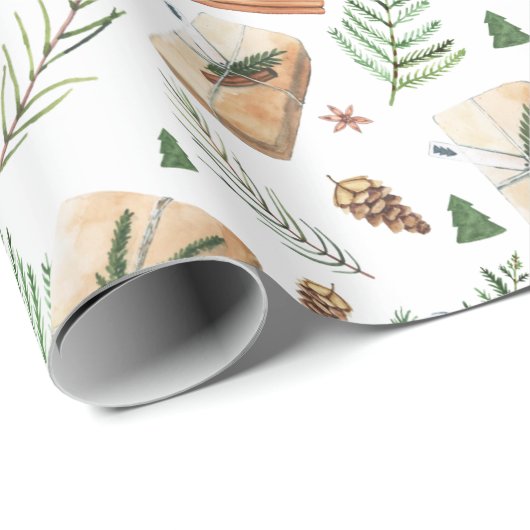 Greenery Winter Holiday Country Einfach Geschenkpapier (Rolleneckpunkt)