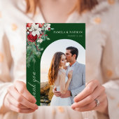 Greenery Winter Pine Watercolor Wedding Foto Dankeskarte