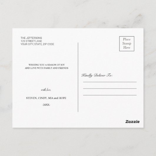 Greenery Winter Weihnachts-Collage Urlaub Postkarte (Rückseite)