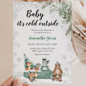 Greenery Winter Woodland Babydusche Einladung