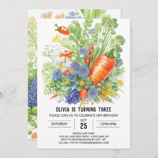 Greenery Wonderland Birthday Einladung (Vorne/Hinten)