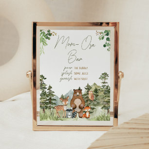 Greenery Woodland Animals Baby Dusche Mama Osa Bar Poster