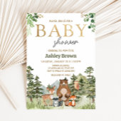 Greenery Woodland Animals Baby Shower Einladung