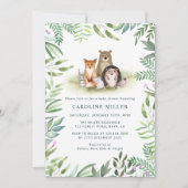 Greenery Woodland Animals Baby Shower Einladung (Vorderseite)