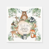 Greenery Woodland Animals Kinderdusche 1. Geburtst Serviette (Vorderseite)
