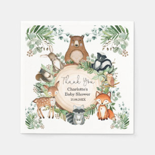 Greenery Woodland Animals Kinderdusche 1. Geburtst Serviette