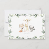 Greenery Woodland Animals New Baby Boy Foto Birth Ankündigung (Rückseite)