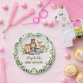 Greenery Woodland Baby Animals Dusche 1. Geburtsta Pappteller (Party)