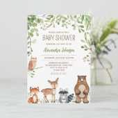 Greenery Woodland Baby Shower Einladung (Stehend Vorderseite)