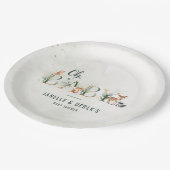 Greenery Woodland Baby Shower Pappteller (Schrägansicht)