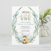 Greenery Woodland Er ist ein wilder erster Geburts Einladung (Stehend Vorderseite)