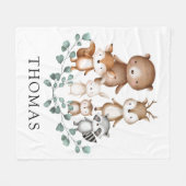 Greenery Woodland Eucalyptus Baby Animals Kinderzi Fleecedecke (Vorderseite (Horizontal))