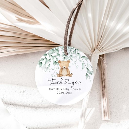Greenery Woodland Niedlich Bear Baby Dusche Geschenkanhänger