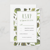 Greenery Woodland Watercolor Wedding RSVP Card (Vorne/Hinten)