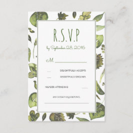 Greenery Woodland Watercolor Wedding RSVP Card Karte
