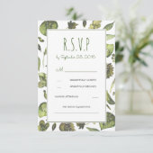 Greenery Woodland Watercolor Wedding RSVP Card Karte (Stehend Vorderseite)