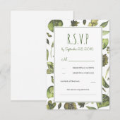 Greenery Woodland Watercolor Wedding RSVP Card Karte (Vorne/Hinten)