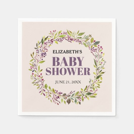 Greenery Wreath Baby Shower Serviette (Vorderseite)