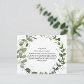 Greenery Wreath Begräbnisskript Danke Notiz Karte (Stehend Vorderseite)