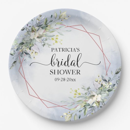 Greenery Wreath Brautparty Pappteller (Vorderseite)