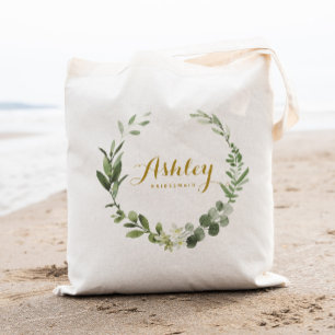 Greenery Wreath Bridesmaid Wedding Tote Bag Tragetasche